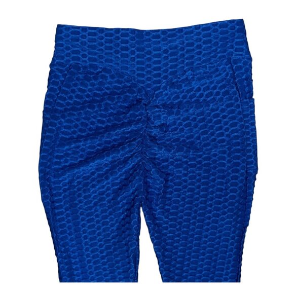 Honeycomb Scrunch Butt Lifting Pocket Active Leggings sz Large Womens Blue - Picture 6 of 7